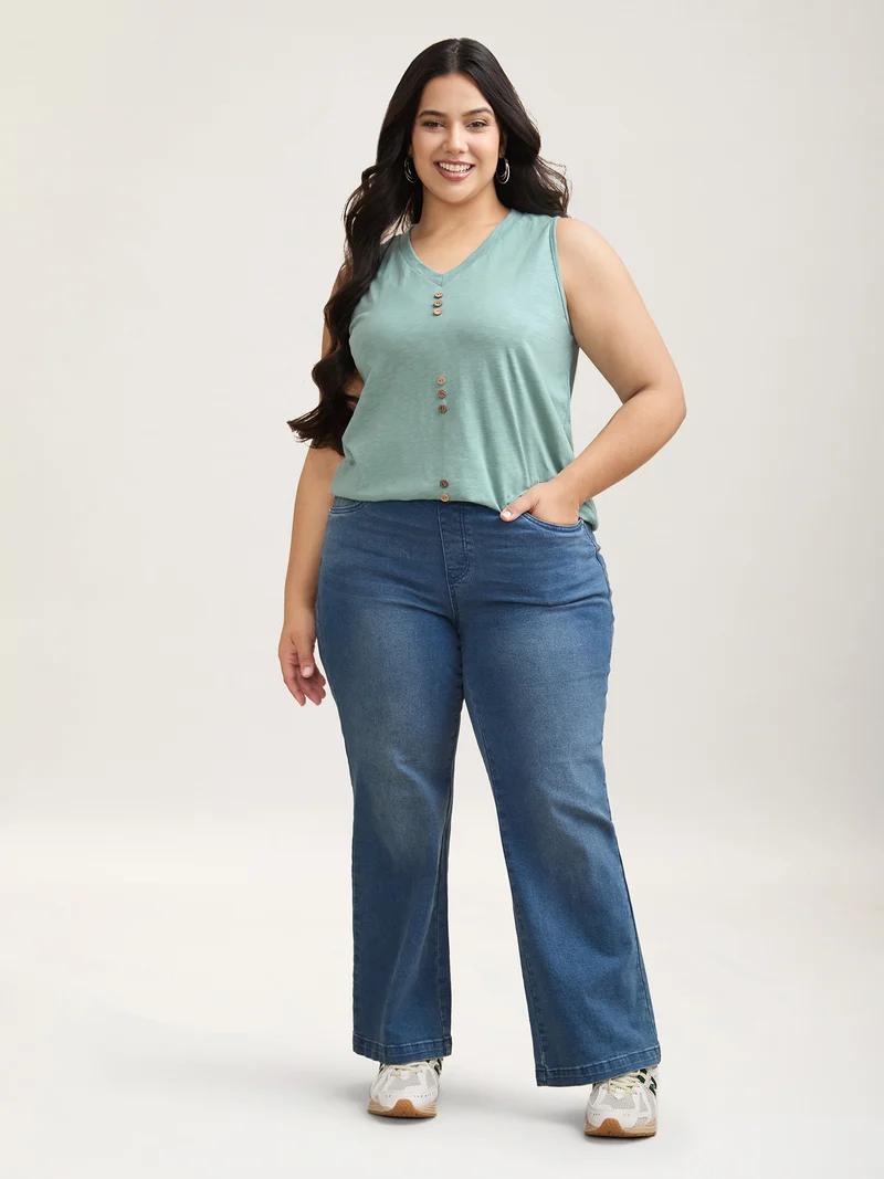 Bamboo Cotton Stretchy Button Vest