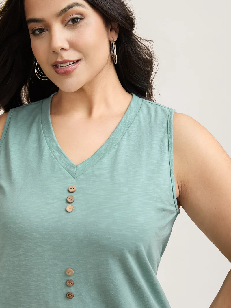 Bamboo Cotton Stretchy Button Vest