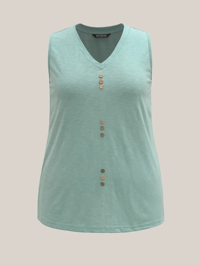 Bamboo Cotton Stretchy Button Vest