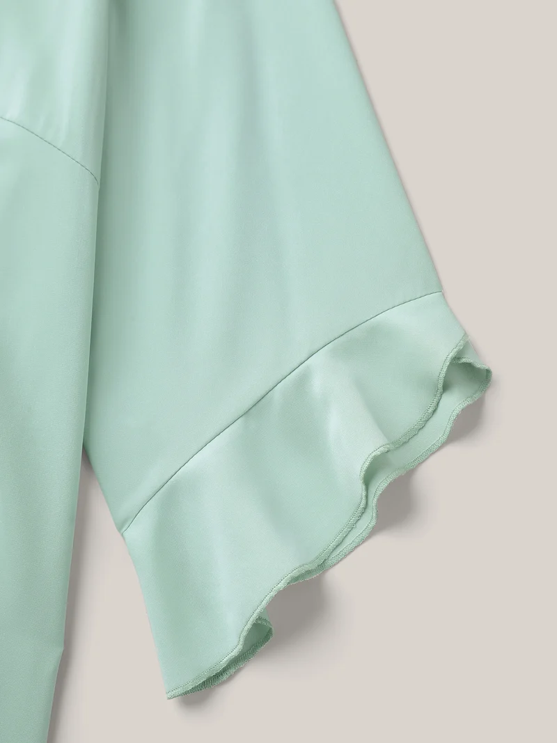 Lotus Leaf Sleeve Round Neck Shirt