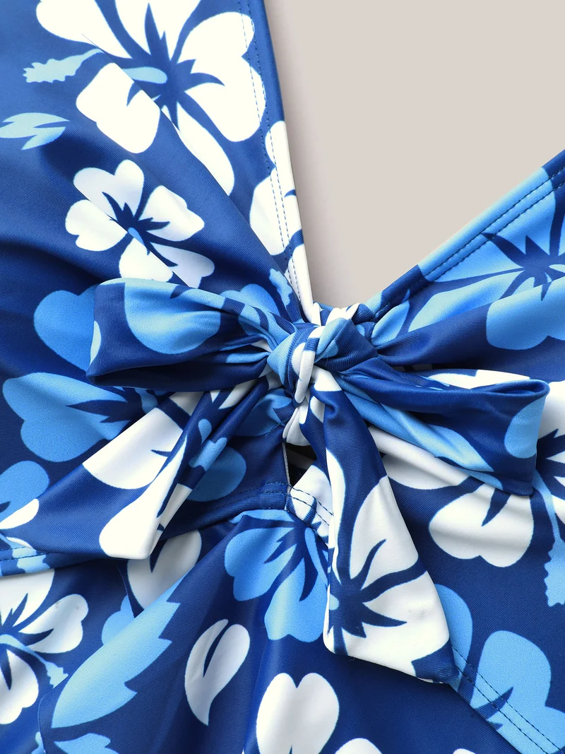 Floral Print Twist-Front One-Piece Swimsuit