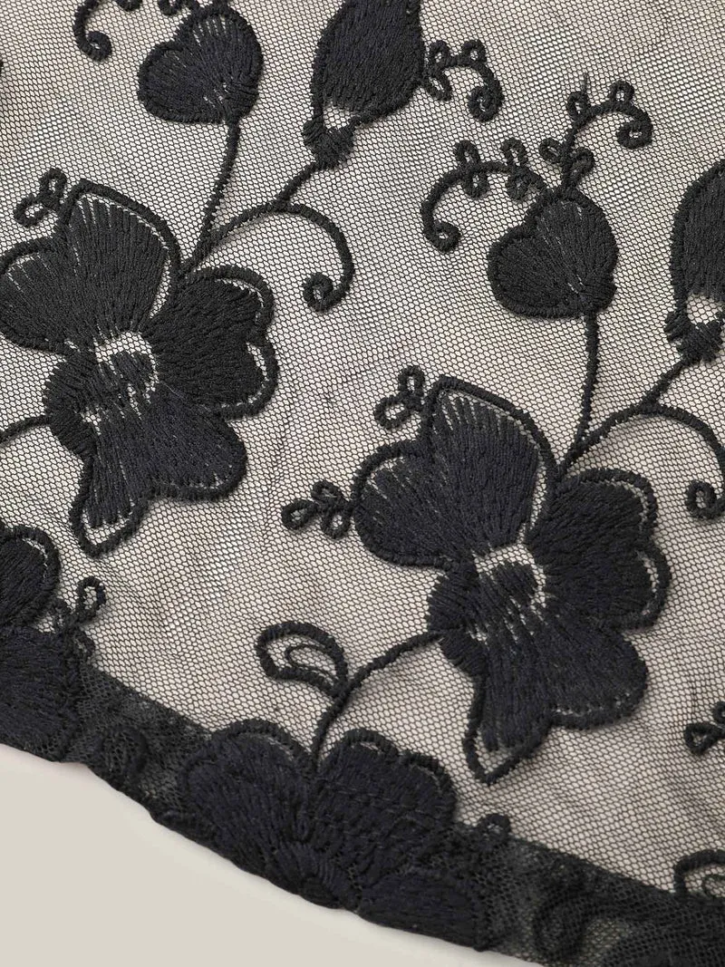 Sheer Lace Waist-Tie Kimono Cardigan