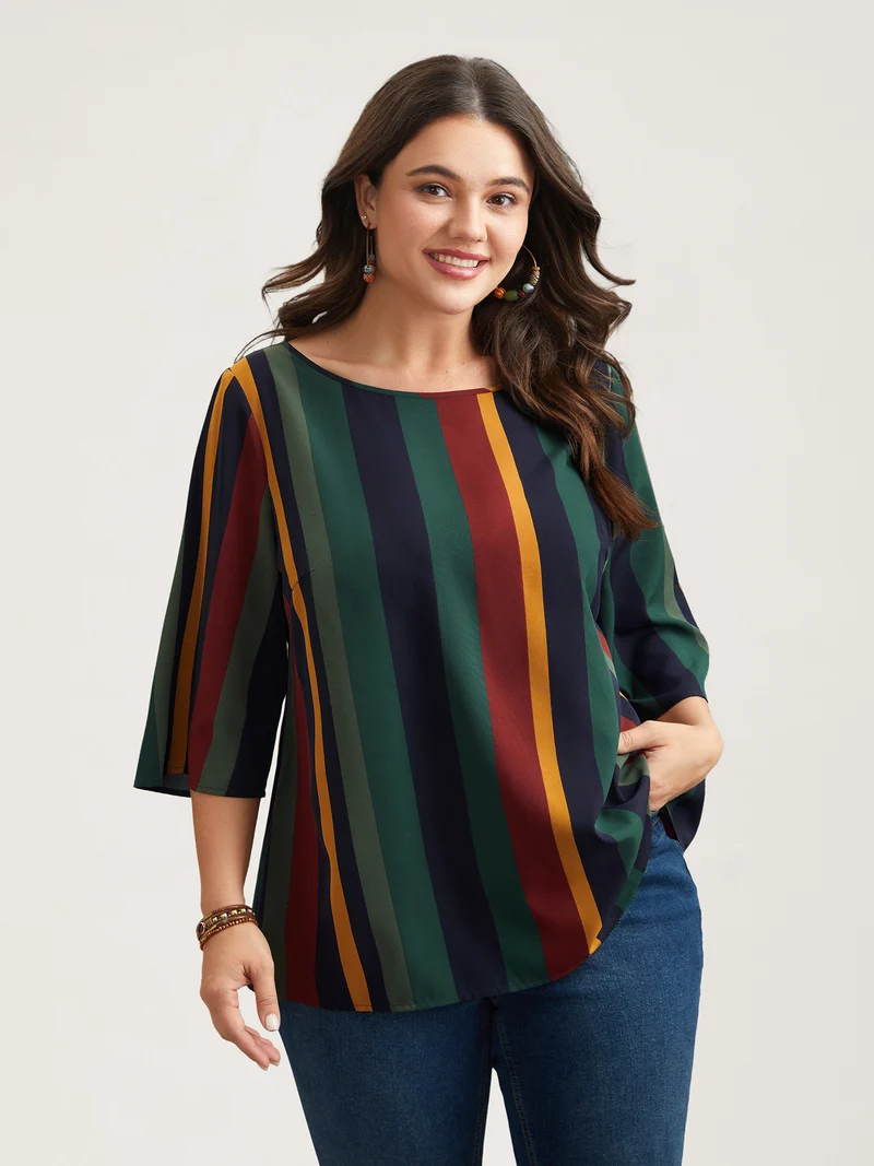 Multi-Color Striped Round Neck Shirt