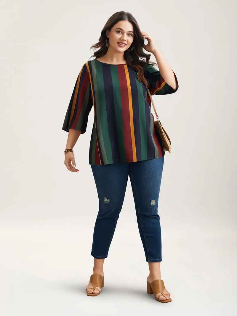 Multi-Color Striped Round Neck Shirt