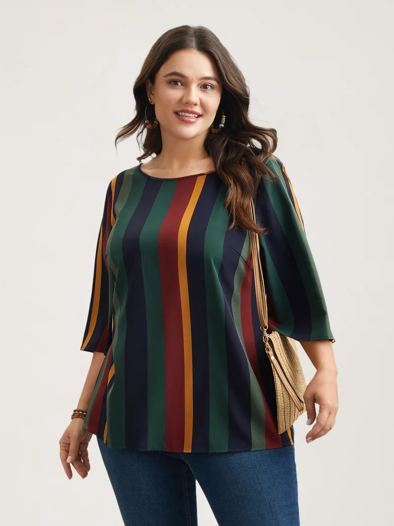 Multi-Color Striped Round Neck Shirt