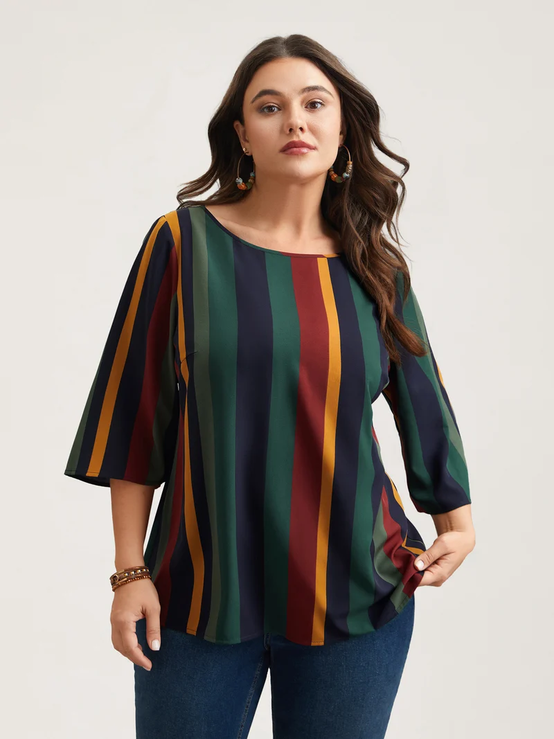 Multi-Color Striped Round Neck Shirt