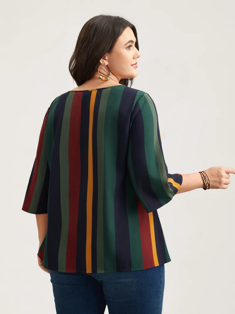 Multi-Color Striped Round Neck Shirt