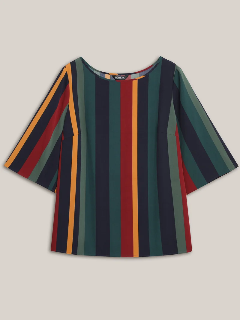 Multi-Color Striped Round Neck Shirt