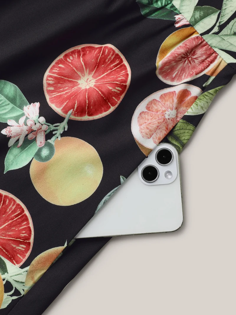 Fruits of Spring Puff Sleeve Midi Dress