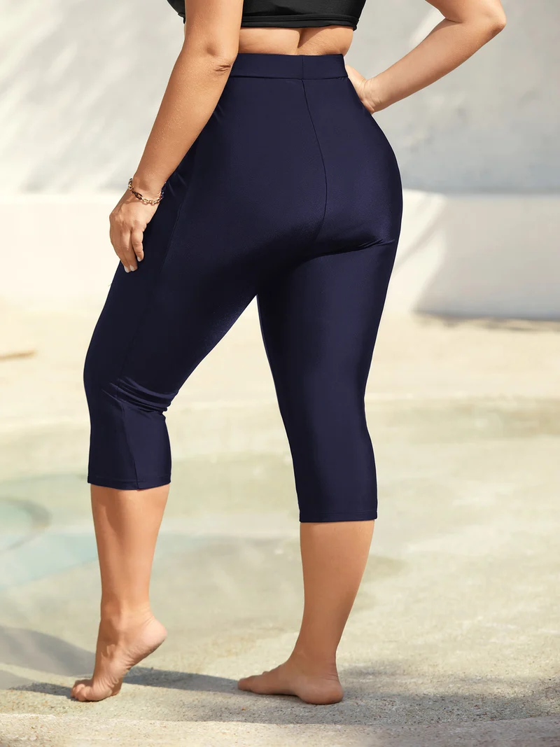Mid Rise Cropped Tight Swim Pants
