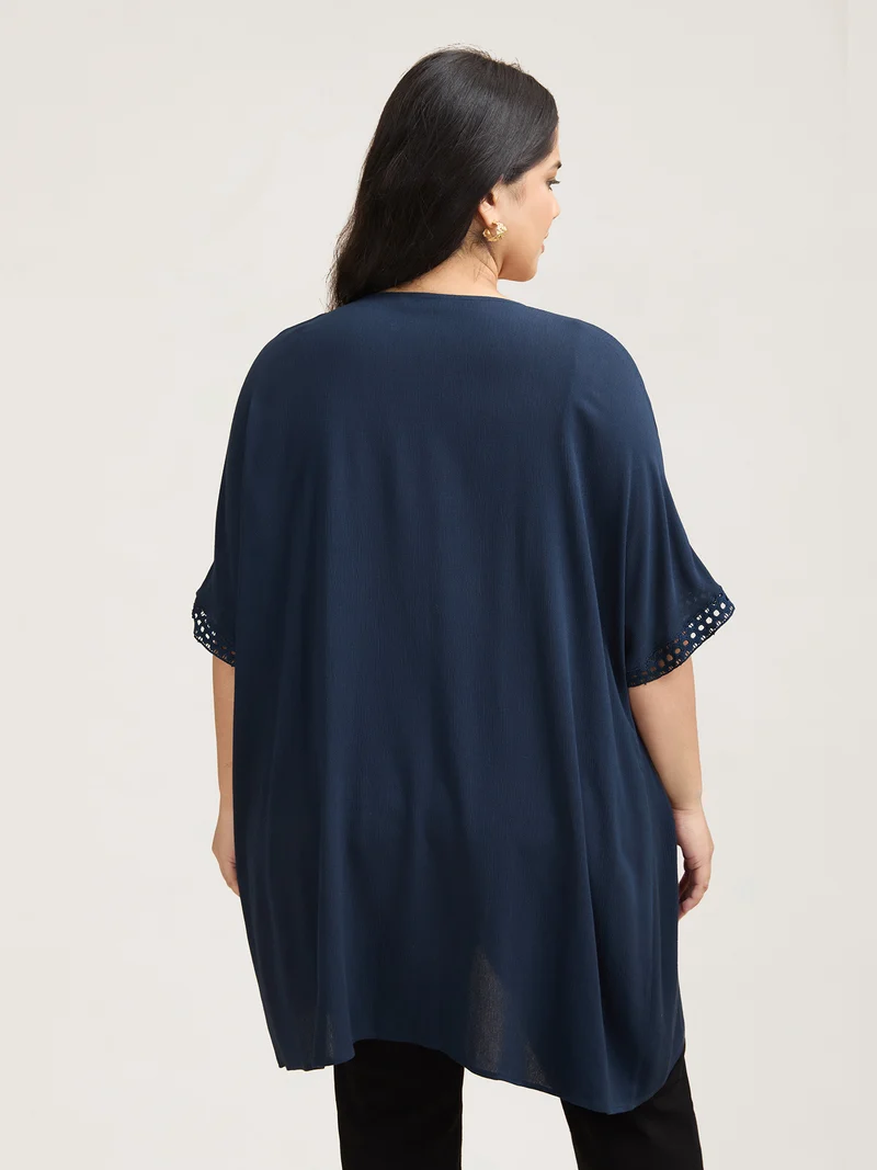 Lace Spliced Half Sleeve Kimono Cardigan