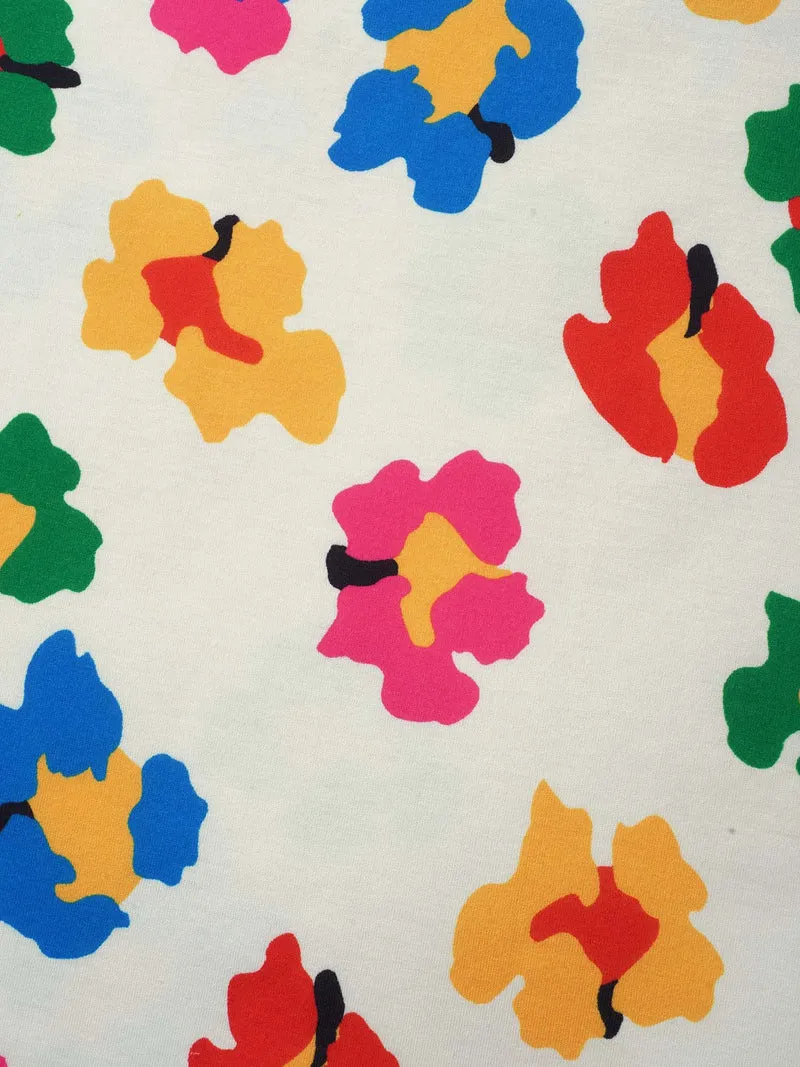 Multi-Color Floral Print Fitted T-Shirt
