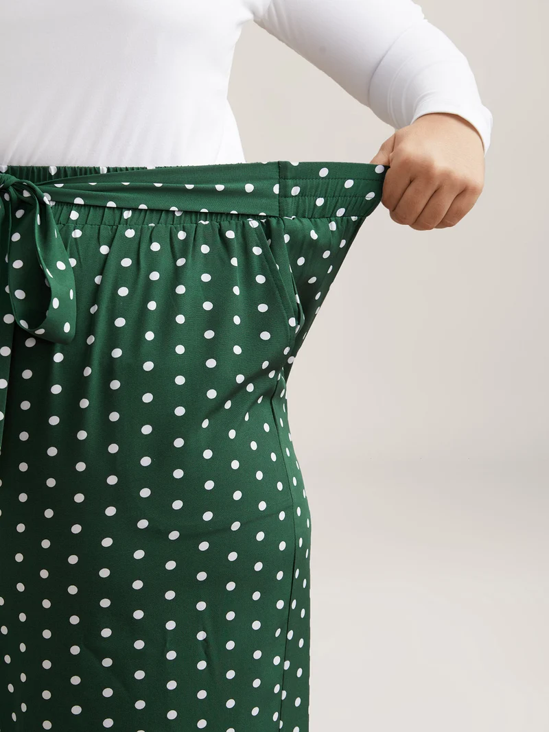 Polka Dots Tied Wide Leg Pants