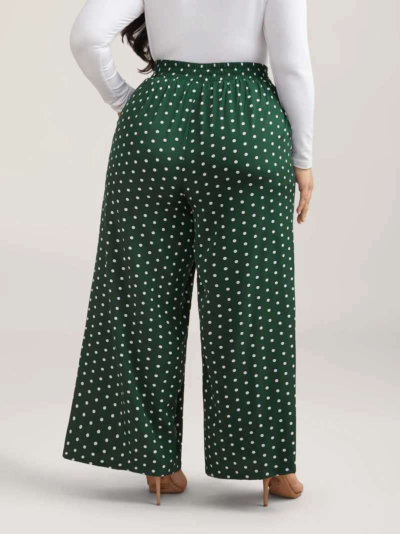 Polka Dots Tied Wide Leg Pants