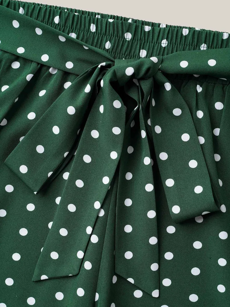 Polka Dots Tied Wide Leg Pants