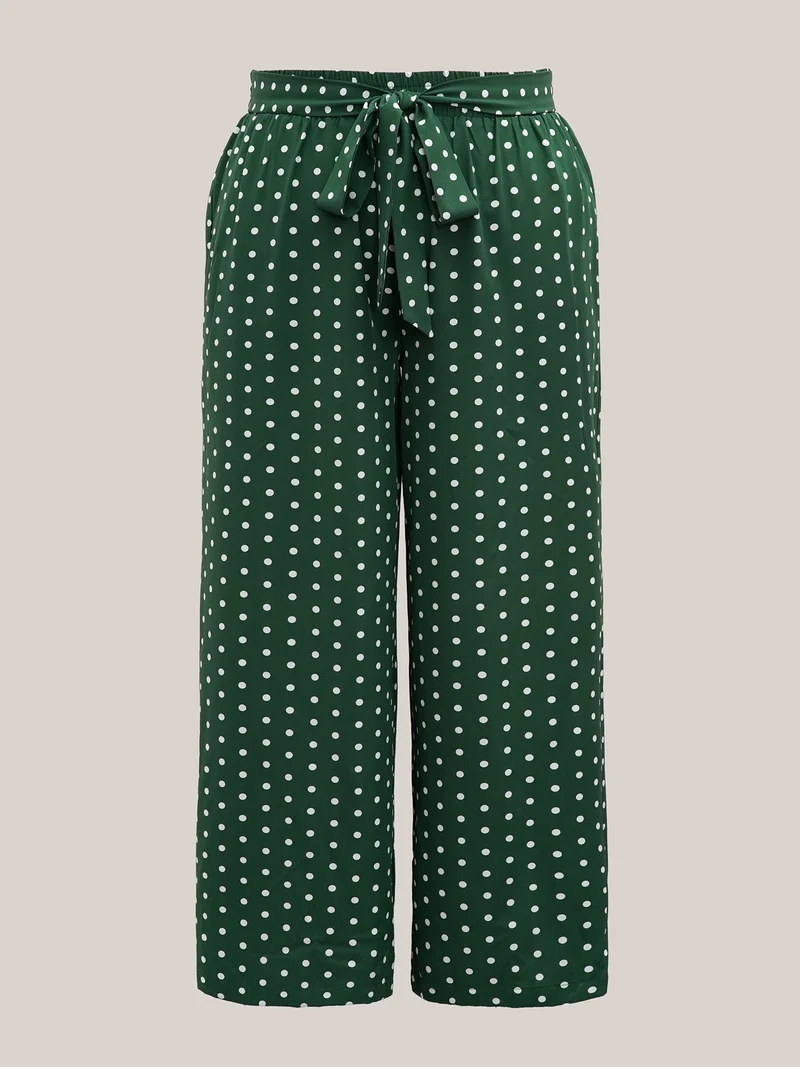 Polka Dots Tied Wide Leg Pants
