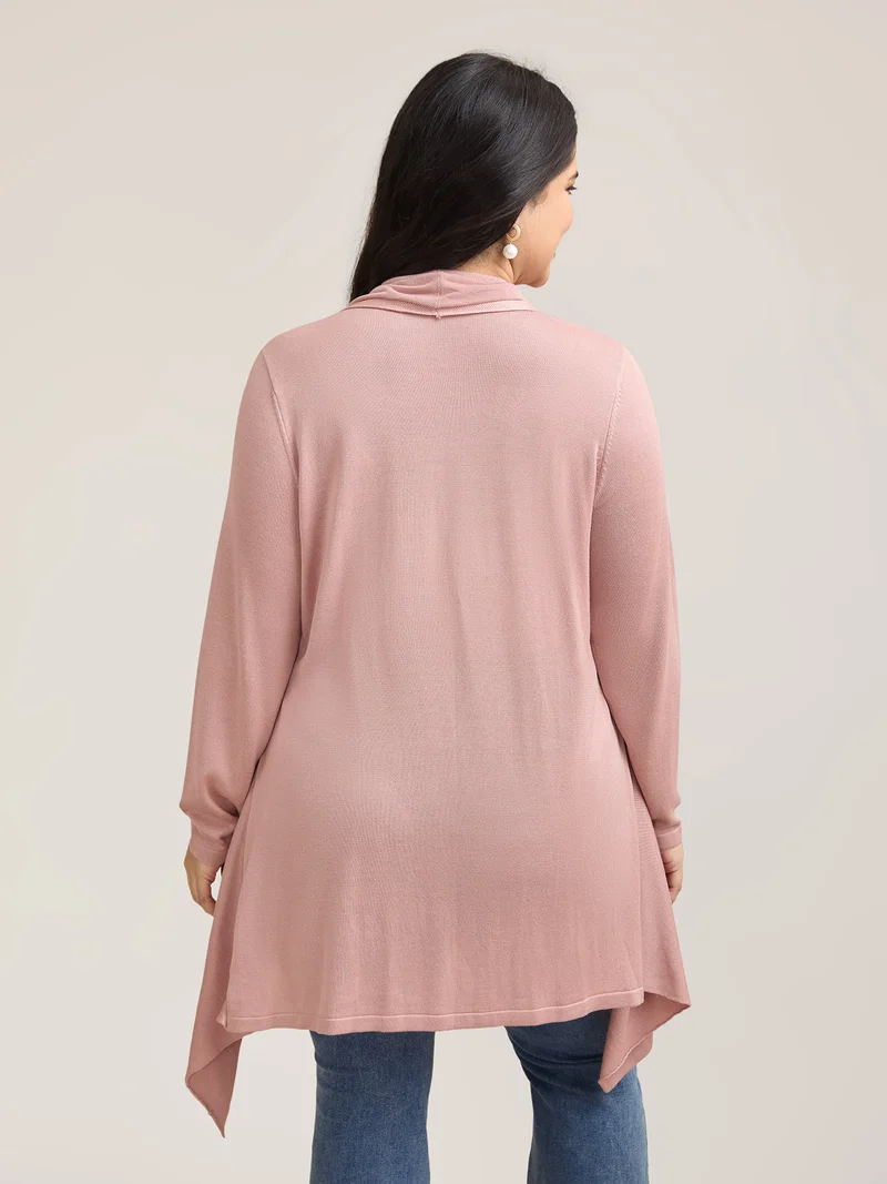 Hi-Low Hem Open-Front Knit Cardigan