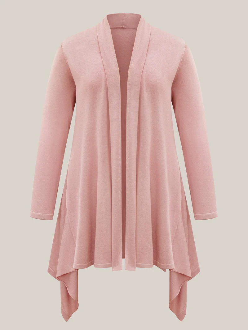 Hi-Low Hem Open-Front Knit Cardigan