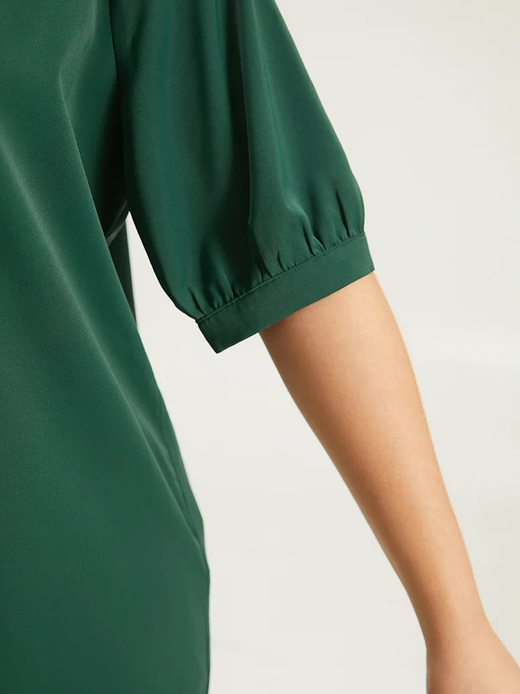 Anti-Wrinkle Button Detail Plicated Detail Blouse