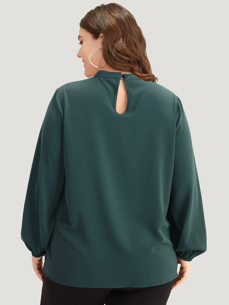 Anti-Wrinkle Asymmetrical Button Gathered Blouse