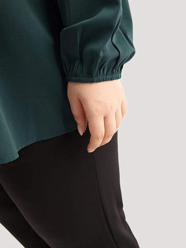 Anti-Wrinkle Asymmetrical Button Gathered Blouse