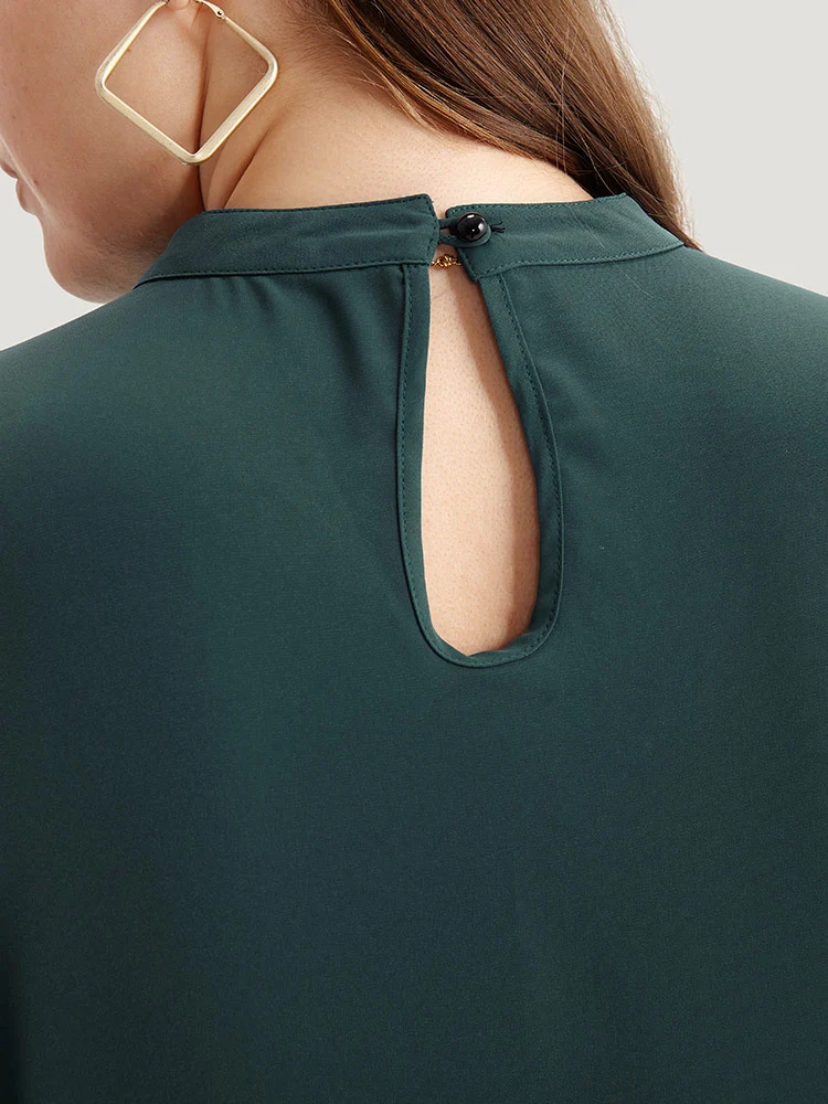 Anti-Wrinkle Asymmetrical Button Gathered Blouse