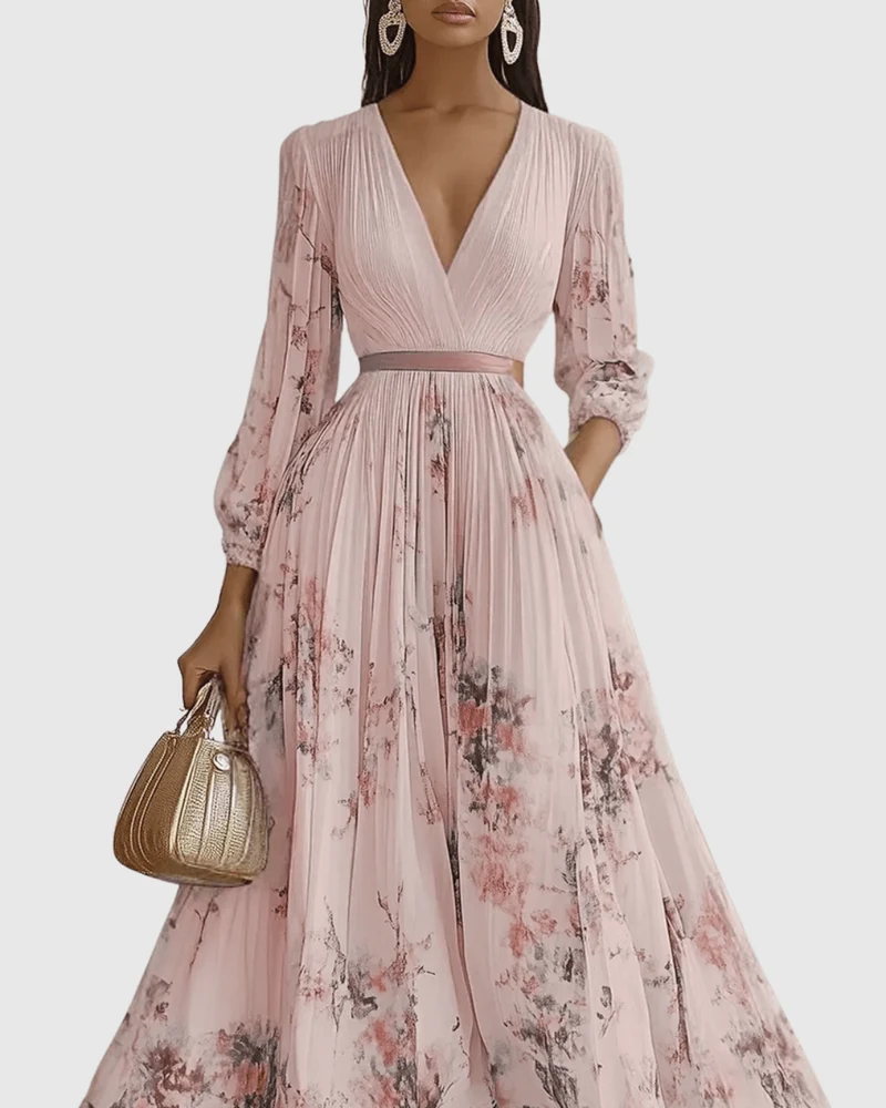 Longue robe plissée pour femmes