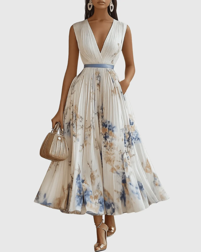 Longue robe plissée pour femmes