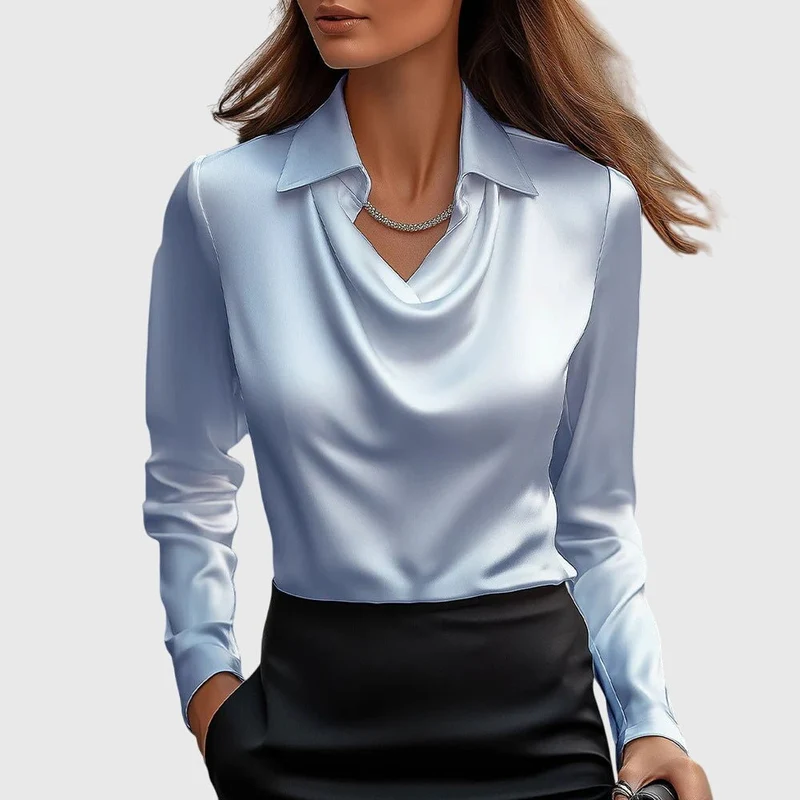 Blouse Satin à Manches Longues pour Femmes