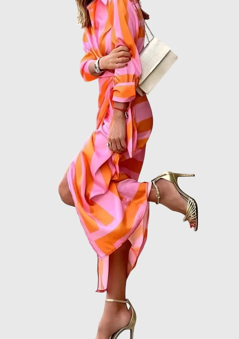 Robe longue à manches longues imprimée pour femmes