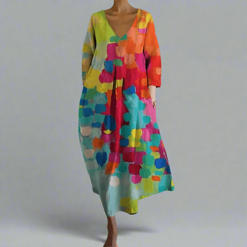 Robe mi-longue imprimée pour femmes