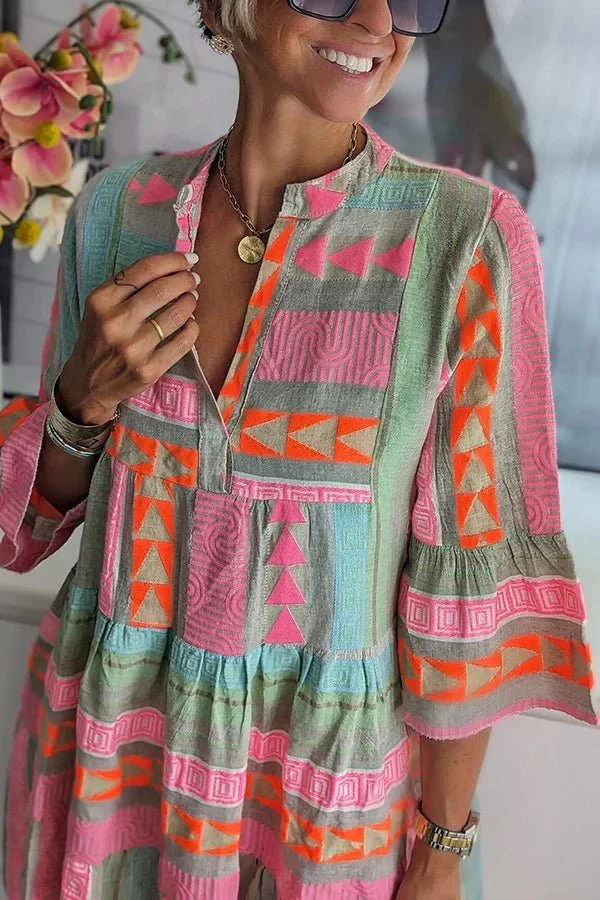 Robe mi-longue à imprimé pour femmes