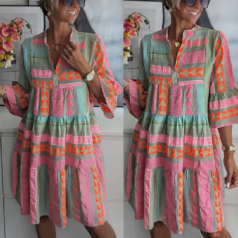 Robe mi-longue à imprimé pour femmes