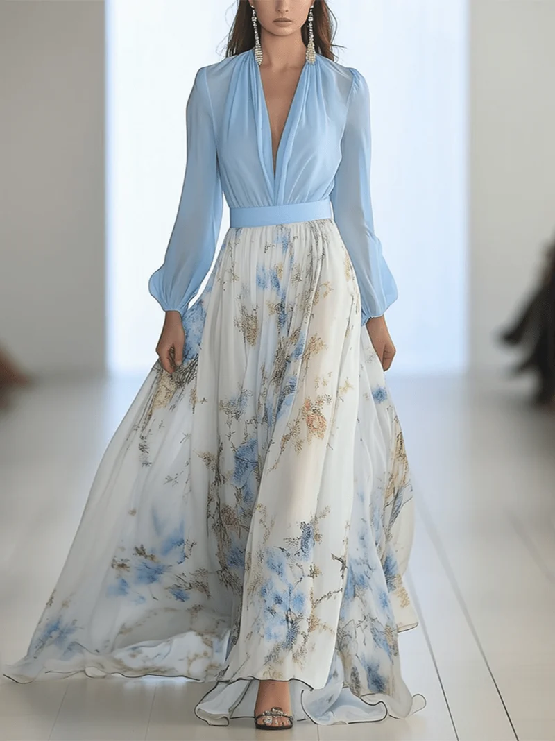 Robe longue imprimée à fleurs pour femmes