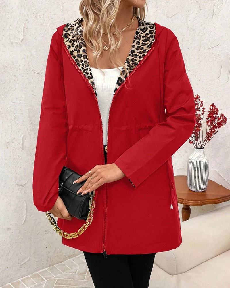 Manteau Réversible avec Imprimé Léopard pour Femmes