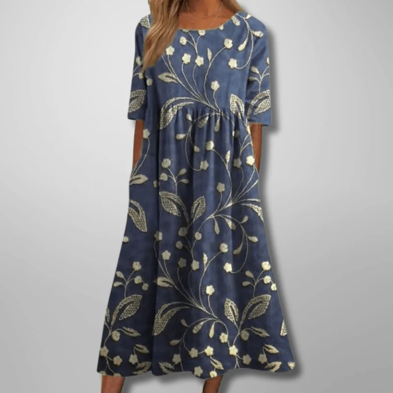 Robe Midi Imprimée à Col Rond pour Femmes
