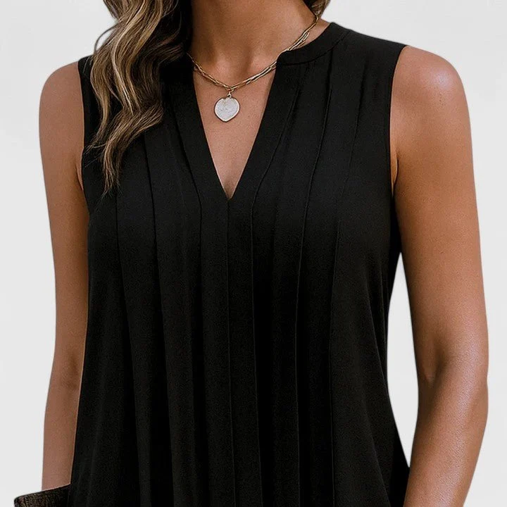 Robe midi sans manches à col en V pour femmes