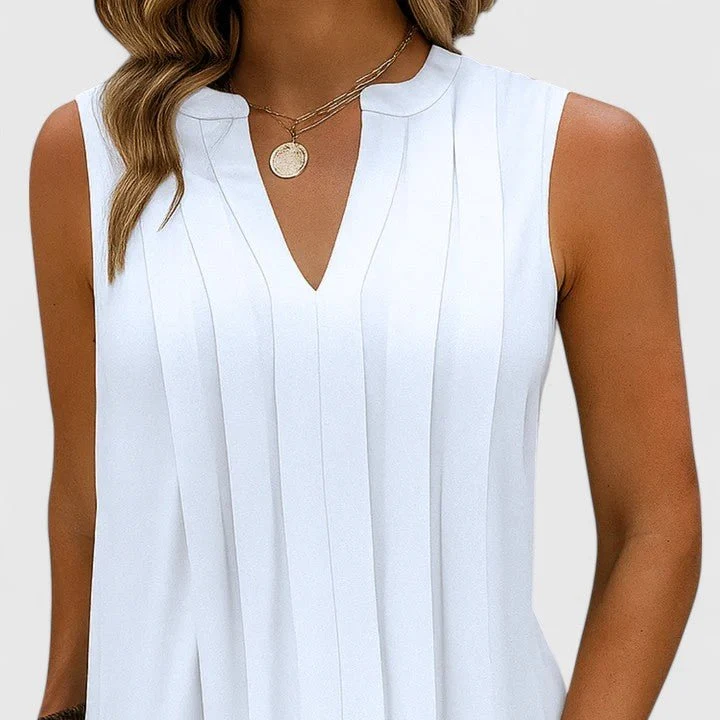 Robe midi sans manches à col en V pour femmes