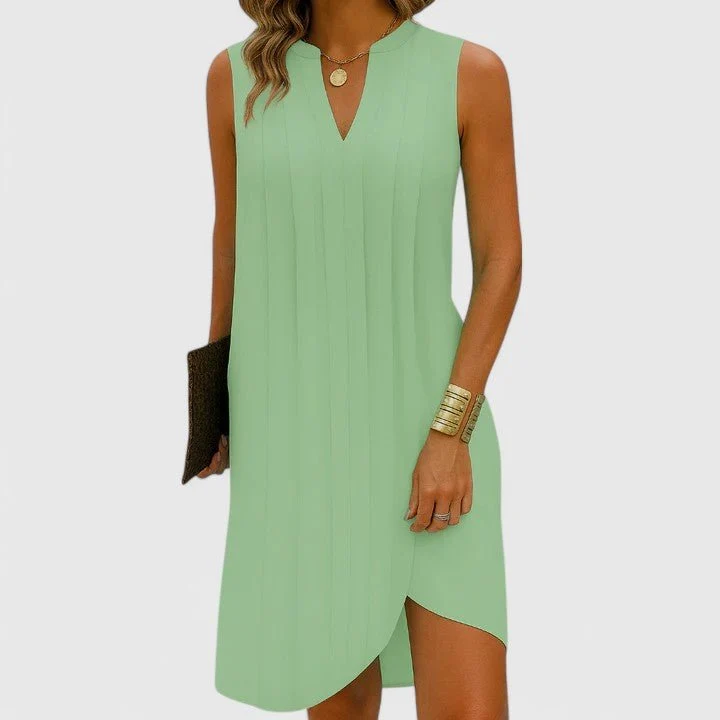 Robe midi sans manches à col en V pour femmes