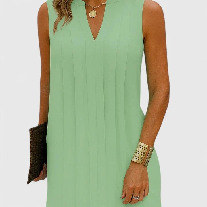 Robe midi sans manches à col en V pour femmes