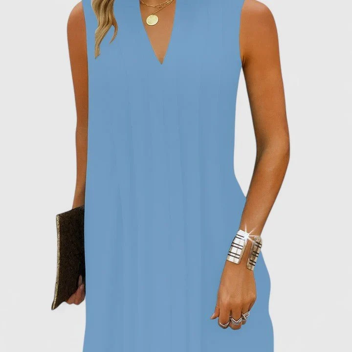 Robe midi sans manches à col en V pour femmes