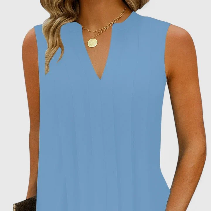 Robe midi sans manches à col en V pour femmes