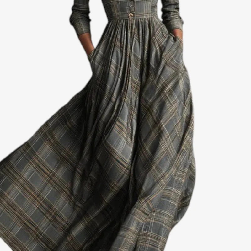 Robe longue à carreaux pour femmes