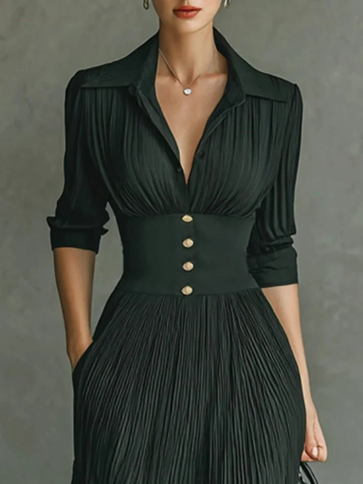 Robe élégante à taille plissée pour femmes