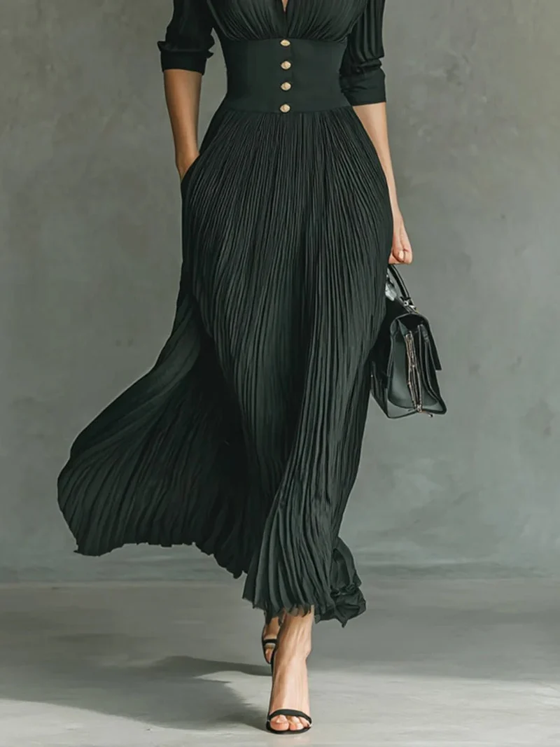 Robe élégante à taille plissée pour femmes