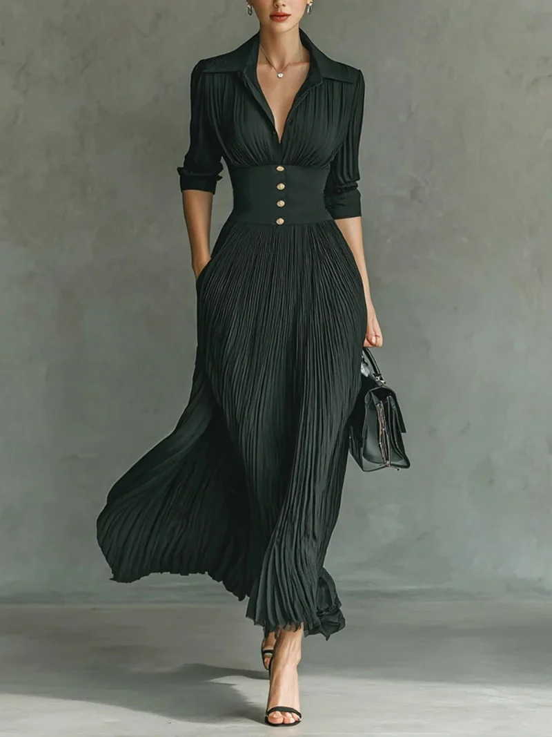 Robe élégante à taille plissée pour femmes