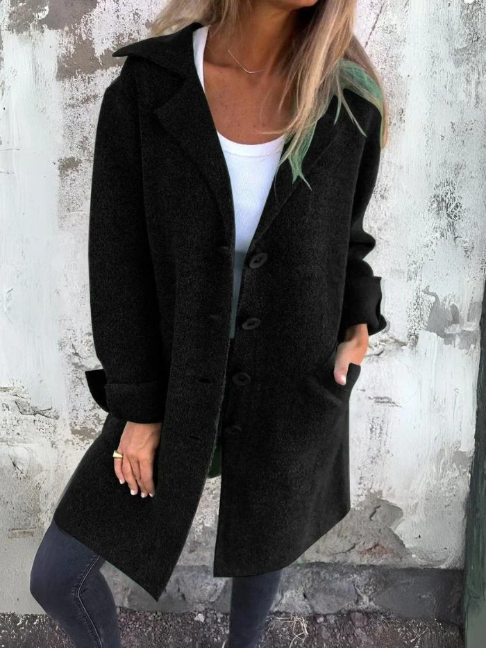 Manteau boutonné à col tailleur pour Femmes