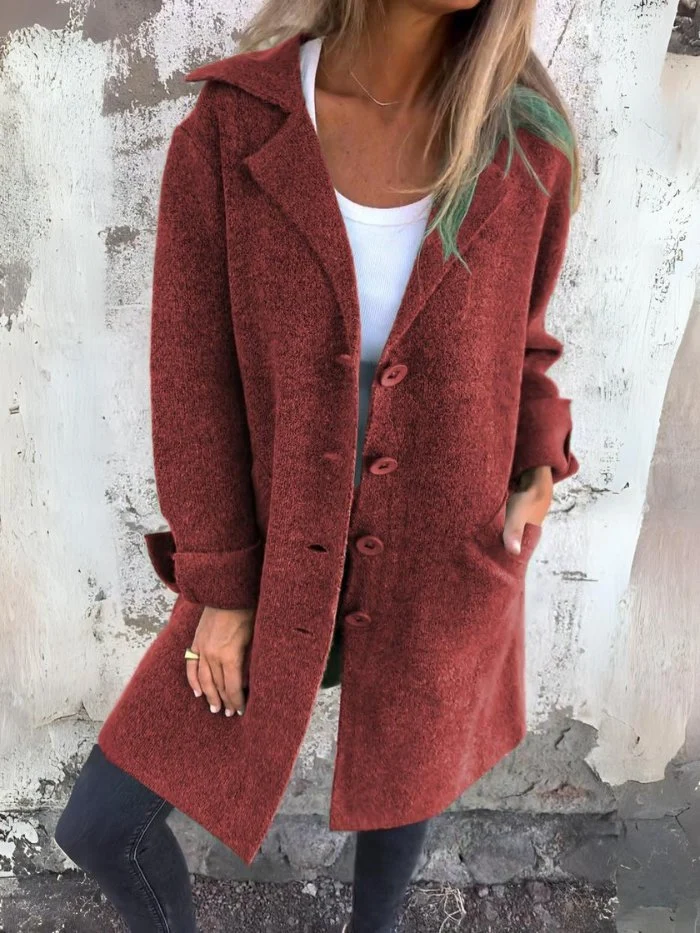Manteau boutonné à col tailleur pour Femmes