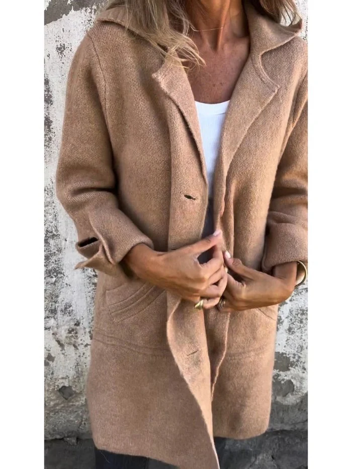 Manteau boutonné à col tailleur pour Femmes