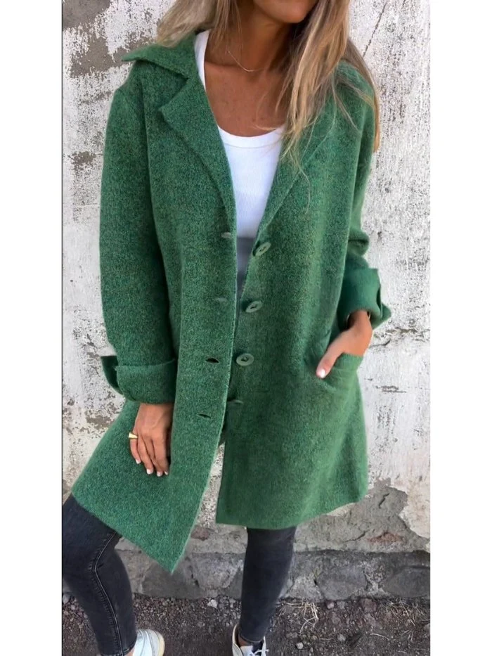Manteau boutonné à col tailleur pour Femmes